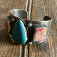 German silver cuff bracelet with turquoise and spiny stones
