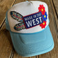 Made in the West trucker hat with custom patches
