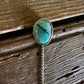 Turquoise stone pendant on a chain against a wooden background