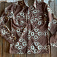 Kalei Vintage Brown Floral Style Pearl Snap Shirt