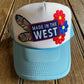 Made in the West trucker hat with custom patches