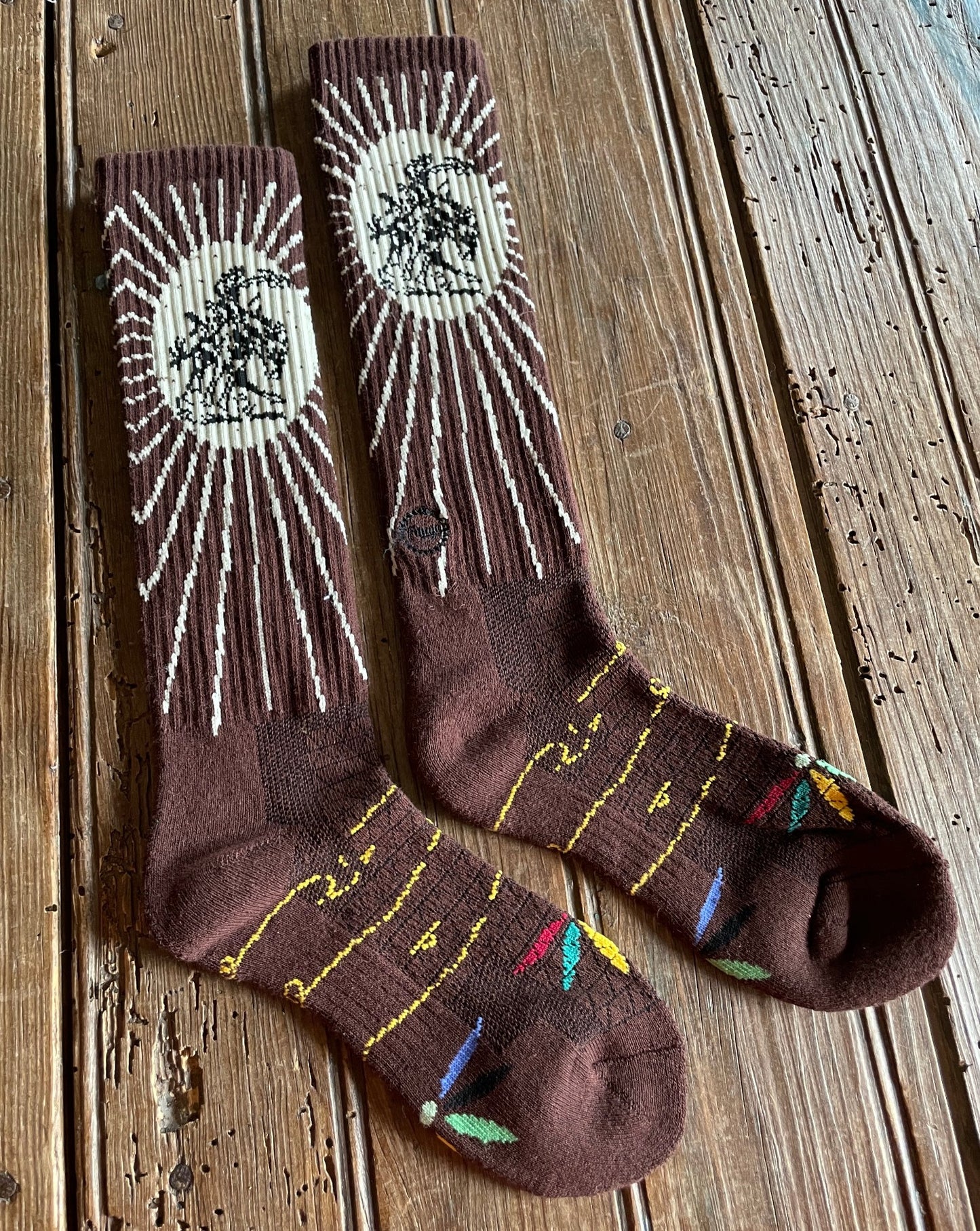 Brown Fringe Bucking Performance Crew Socks