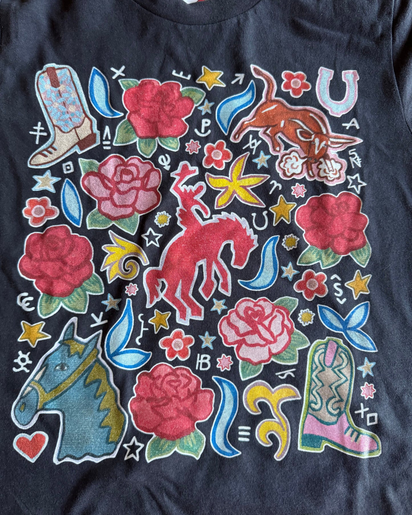 Close up of Western Rose Ranch t-shirt 