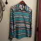 Striped shirt with pattern on a white surface
