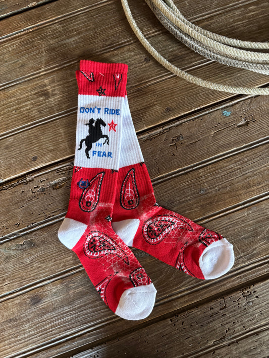 Don't Ride In Fear Performance Boot Socks - Red