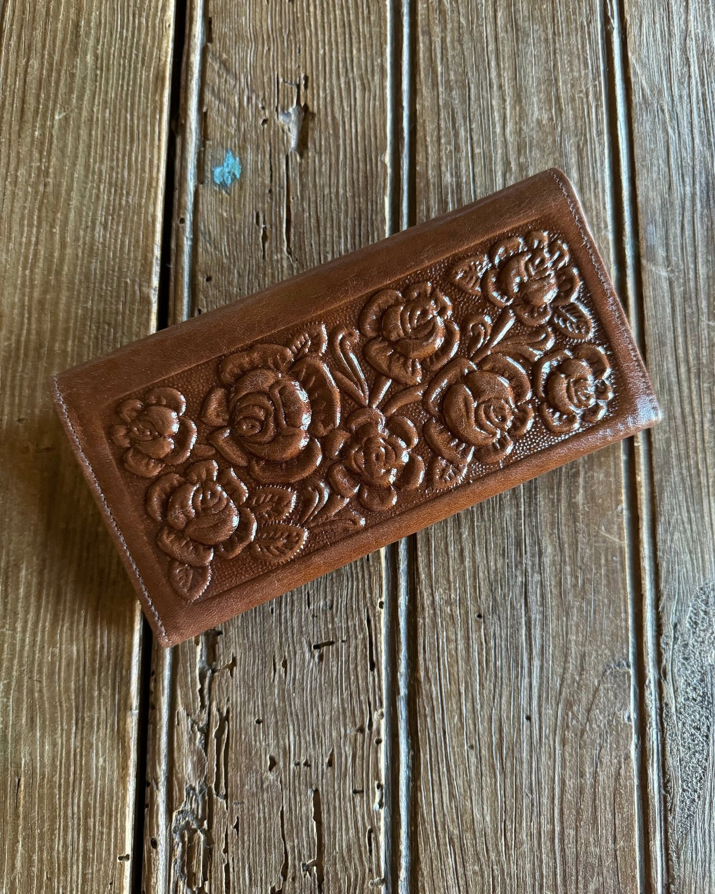 Brown Rose Leather Wallet