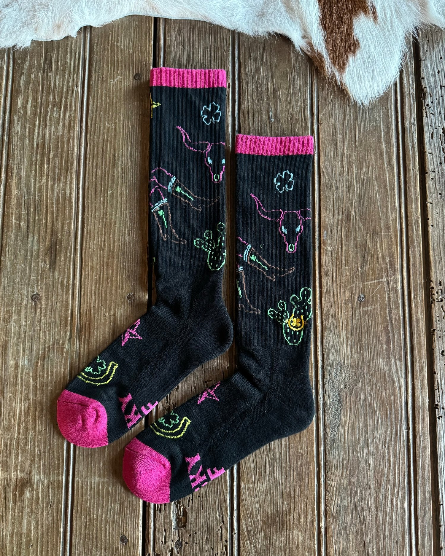 Neon Cowgirl Performance Crew Socks