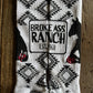 Cactus Alley - Broke A$$ Ranch Performance Socks (Black/White) on rustic wood background