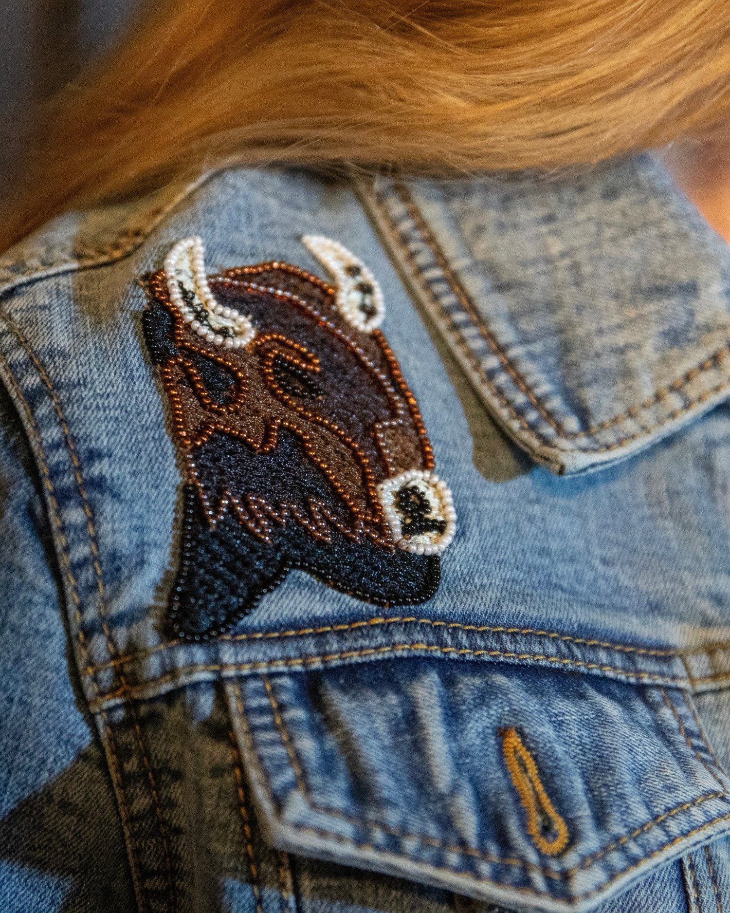 Bison Beaded Denim Jacket