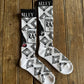Cactus Alley - Broke A$$ Ranch Performance Socks (Black/White) on rustic wood background