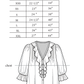 Size chart for Chloe Shirt with measurements in inches
