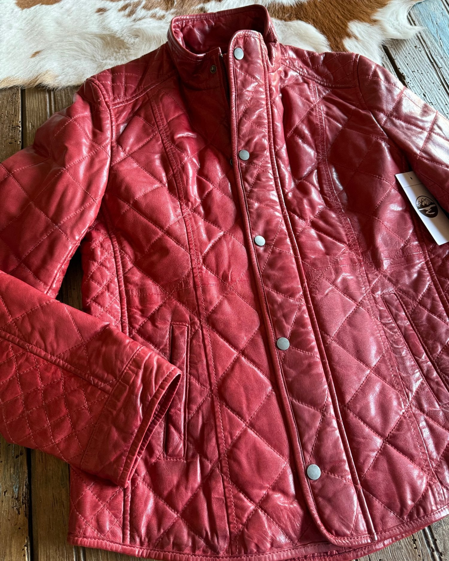 Georgia Quilted Leather Jacket (Red)