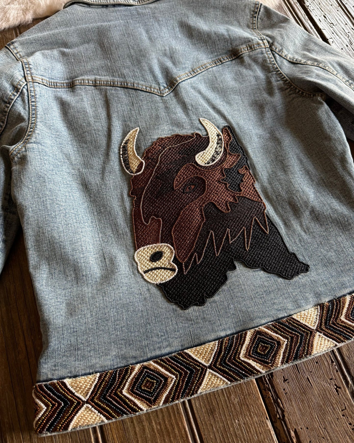 Bison Beaded Denim Jacket