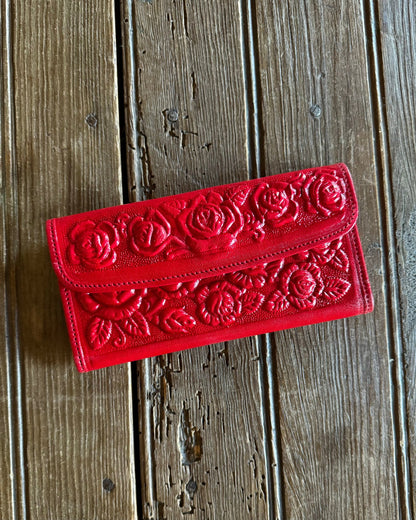 Red Rose Leather Wallet