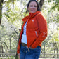 model wearing Orange Full Zip Polar Fleece Hoodie
