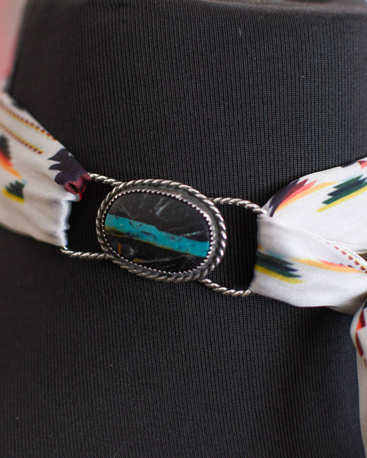 Blackjack turquoise twilly slide with white twilly