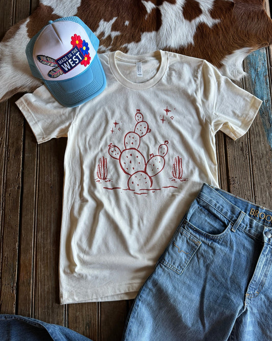 flat lay of Simple Cactus Graphic Tee