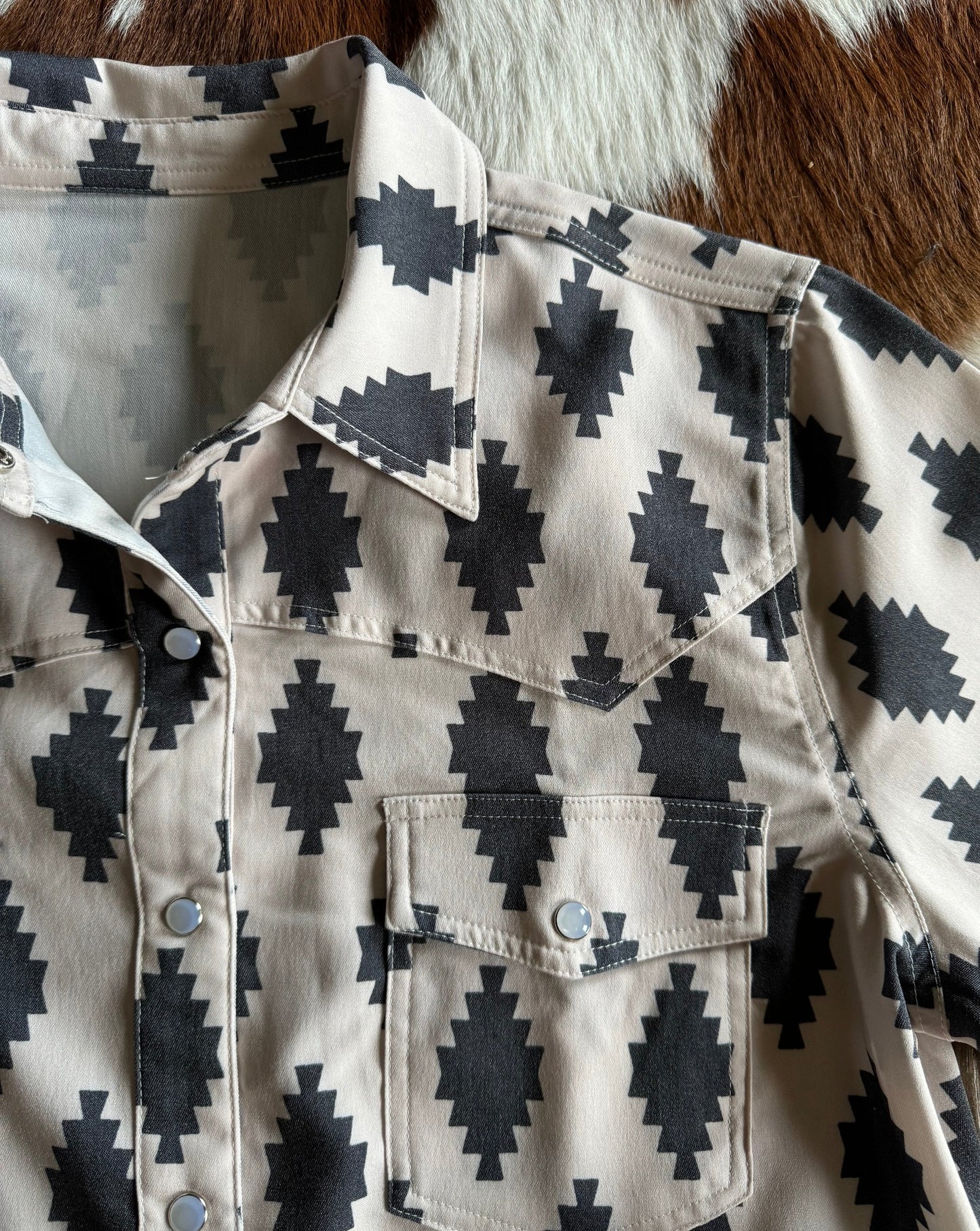 Close up of Corrales Pearl Snap Shirt