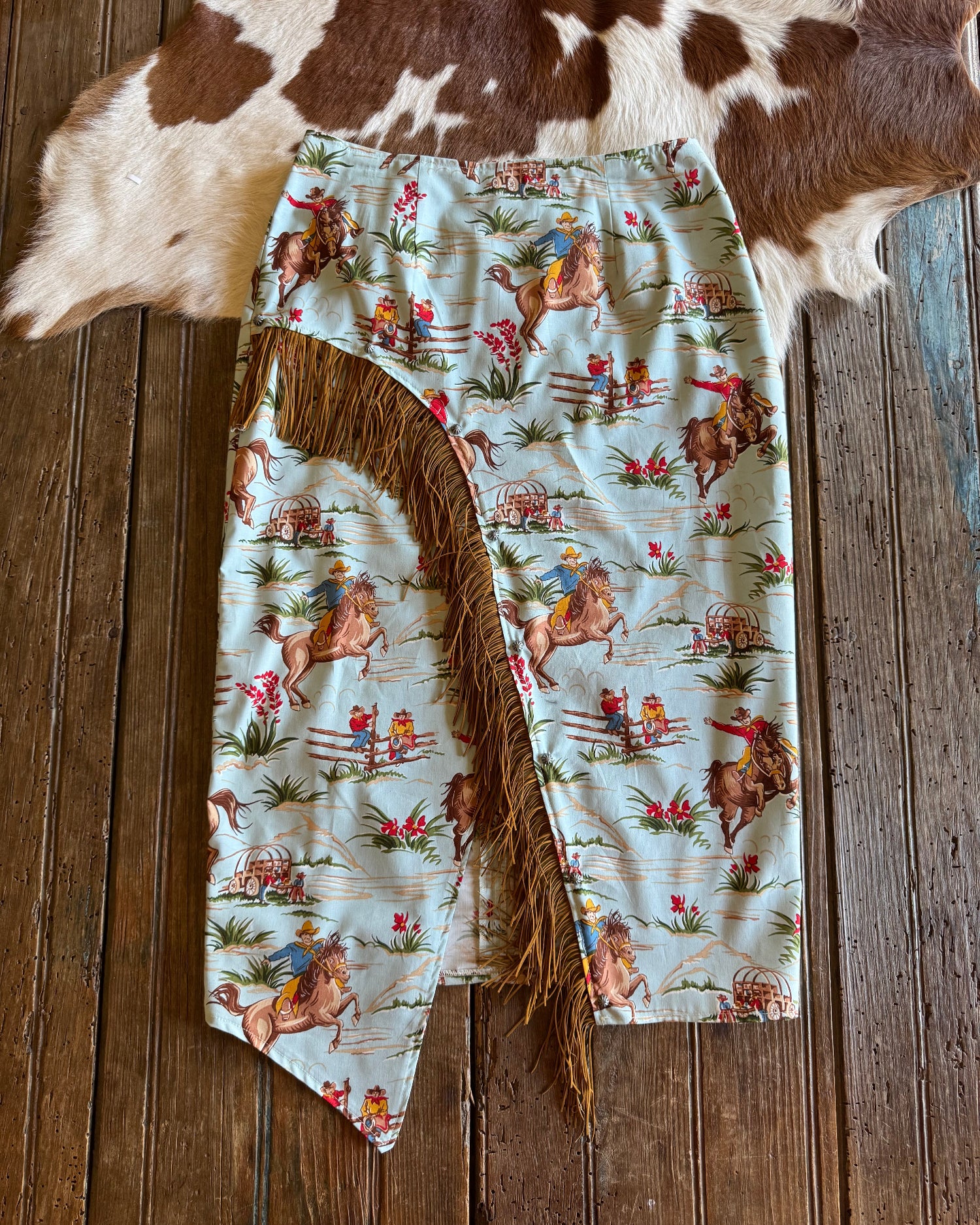 Kaelyn Skirt (Big Loop) on rustic wood background 