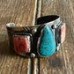 German Silver cuff bracelet with turquoise and spiny 
