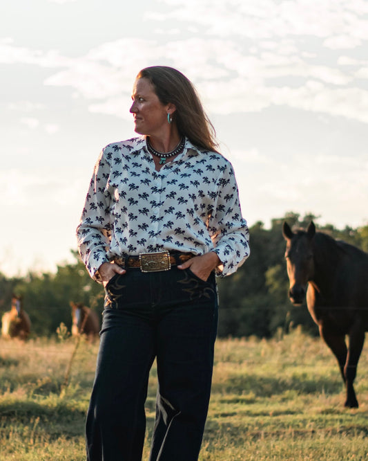 Ride Em Cowgirl Blouse on model