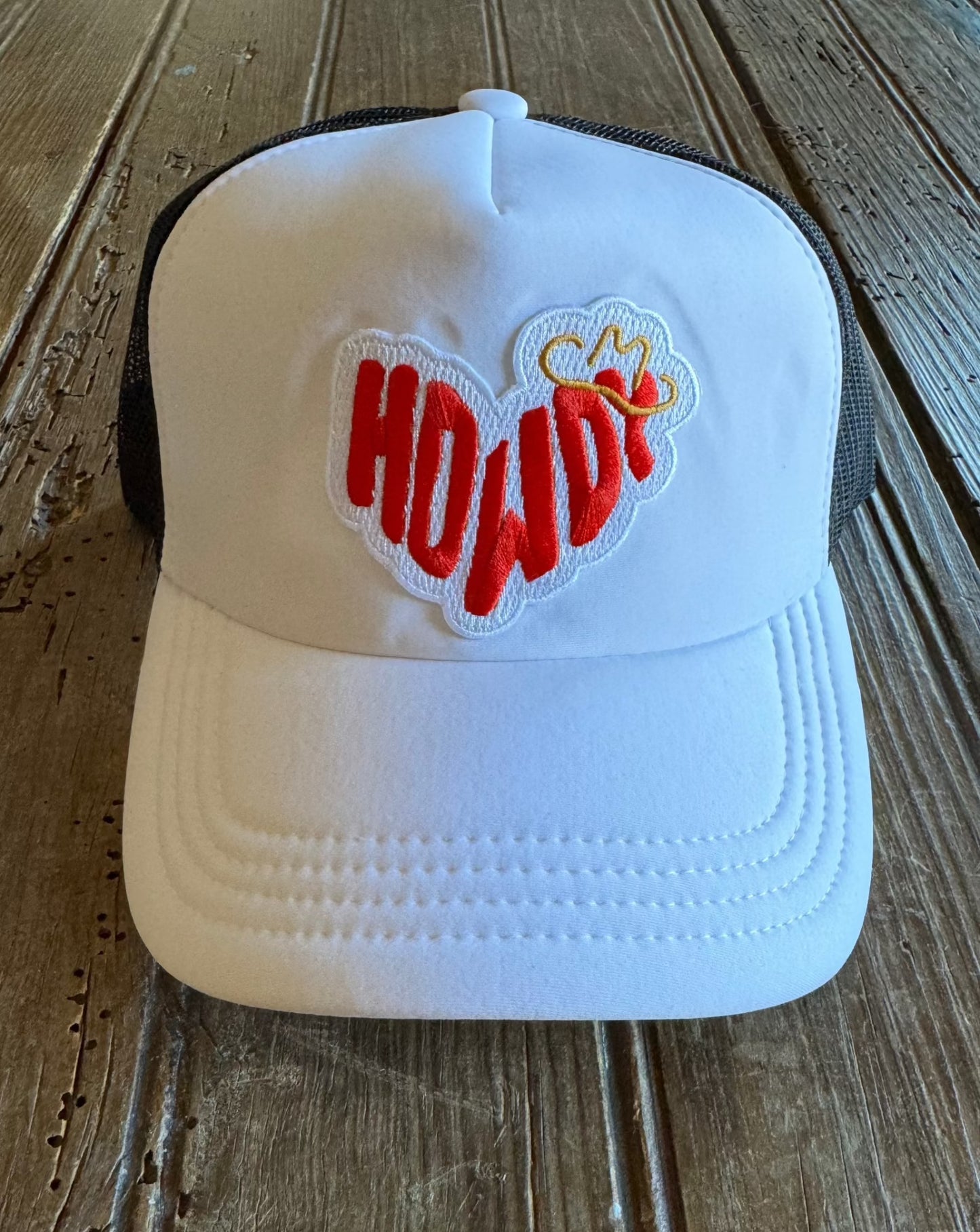 Front view of Howdy Single Patch Trucker Hat