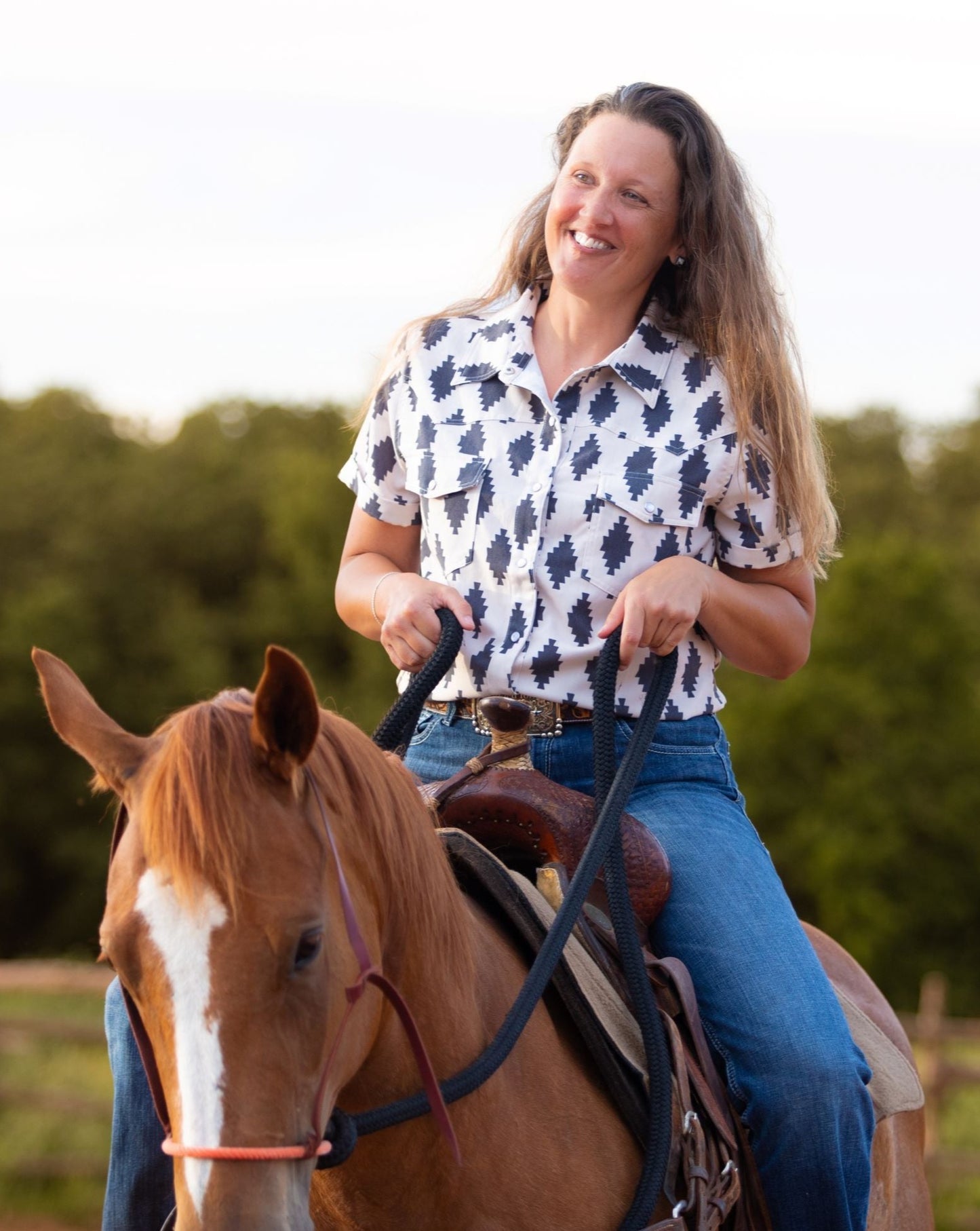 Corrales Pearl Snap Shirt on model