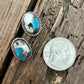 Spiny Turquoise Earrings with quarter for size comparison