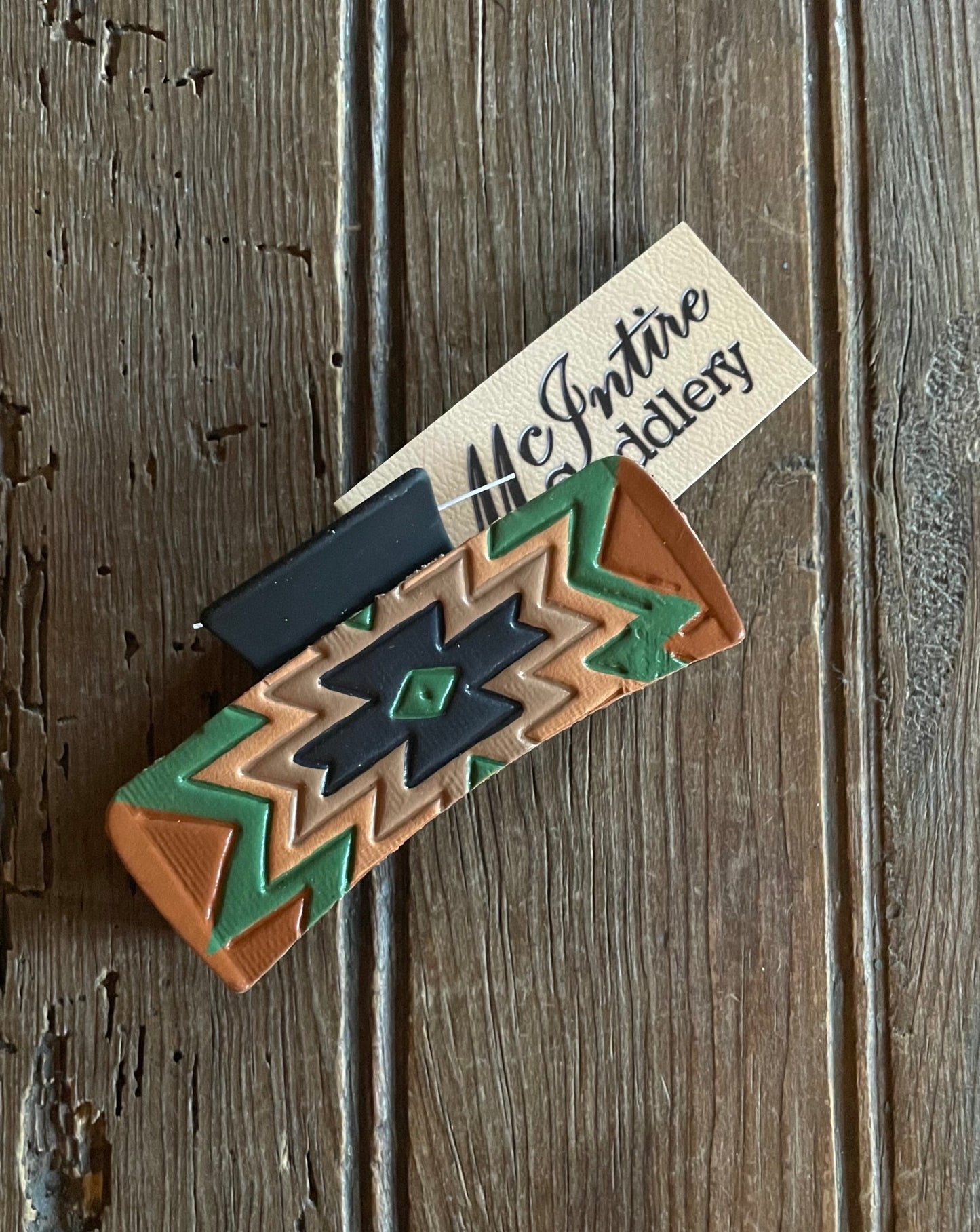 Southwest Tooled Leather Hair Clip