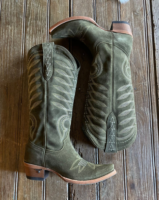 Squash Blossom Boots (Olive Suede)