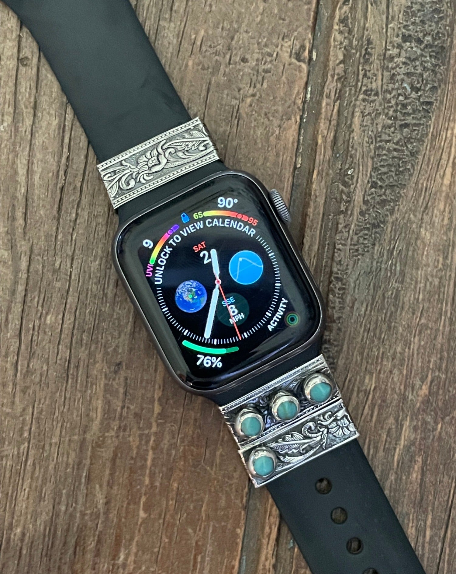 Tooled Sterling Apple Watch Band Cuffs