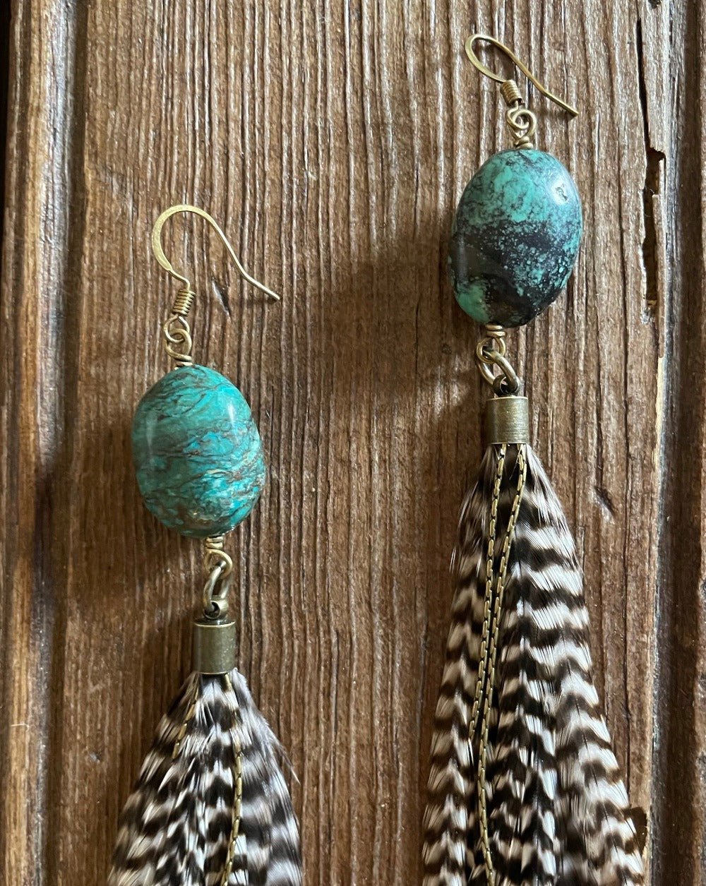 Gaia Turquoise and Feather Earrings