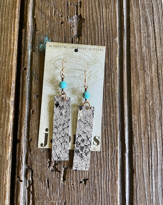 Snake Print and Turquoise Earrings
