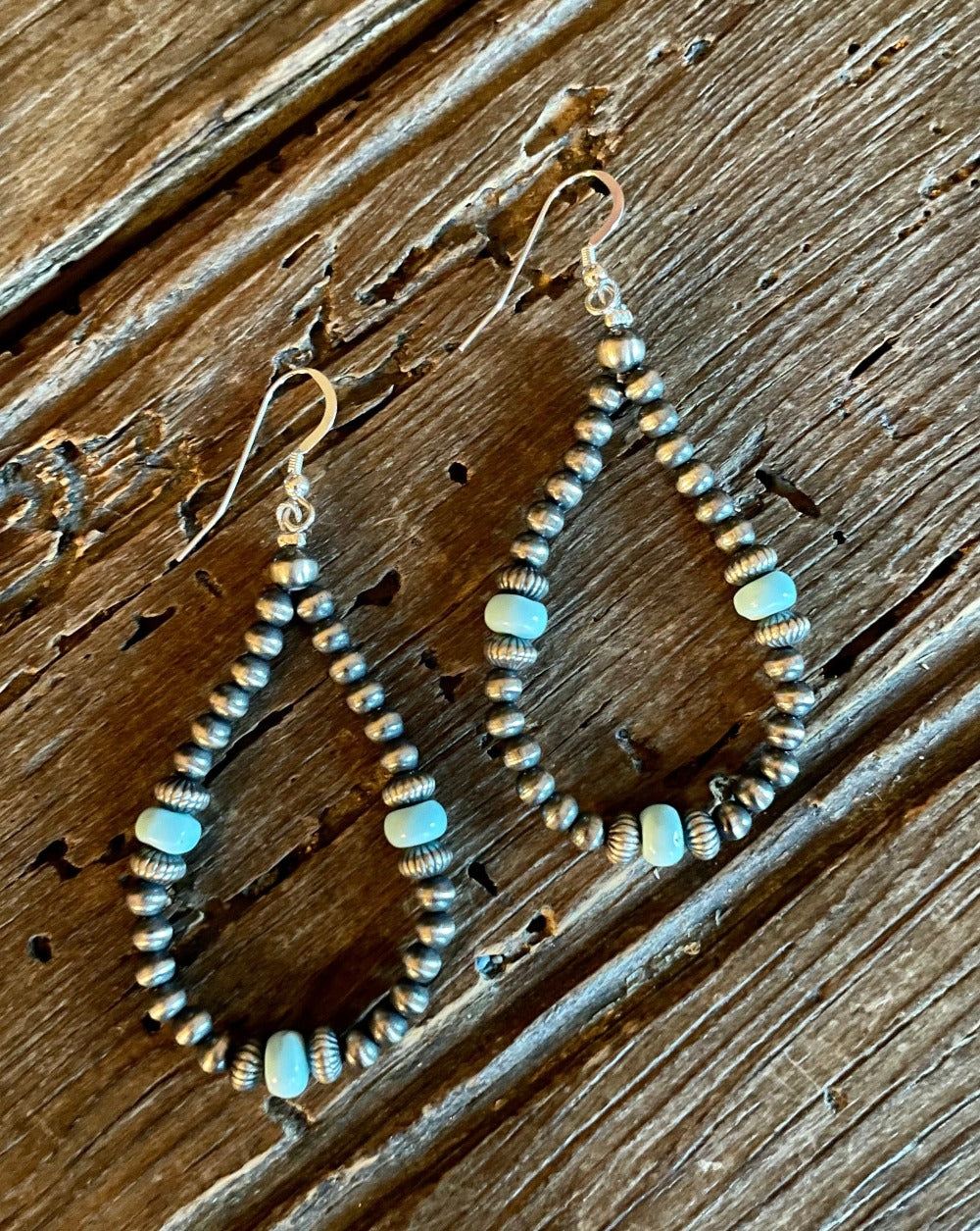 Navajo Pearl And Turquoise Teardrop Earrings