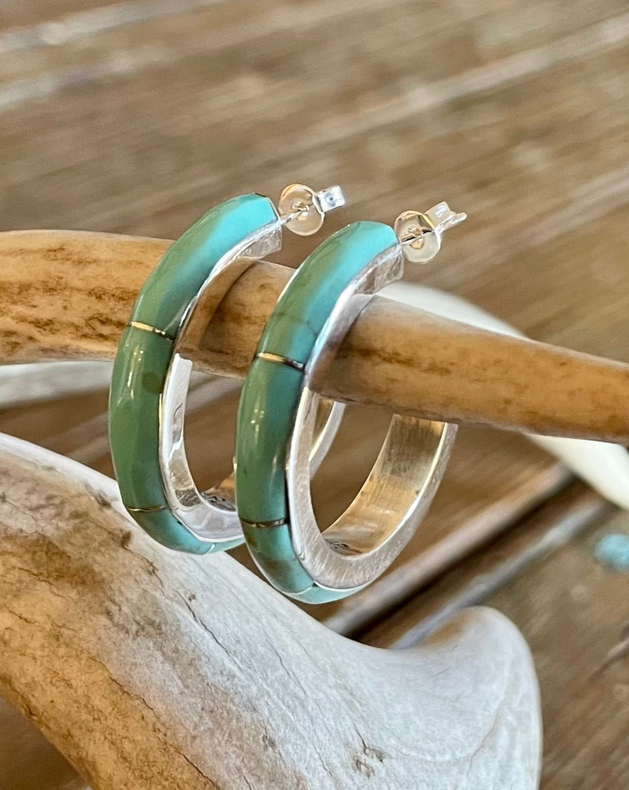 Small Turquoise Inlay Hoops