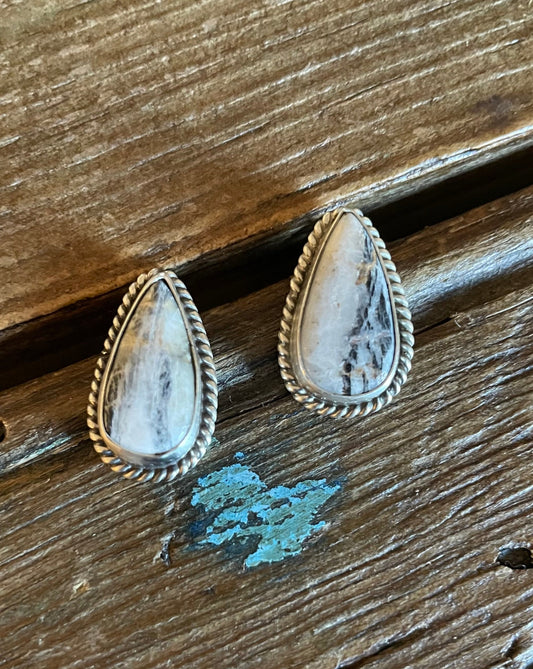 White Buffalo Teardrop Earrings