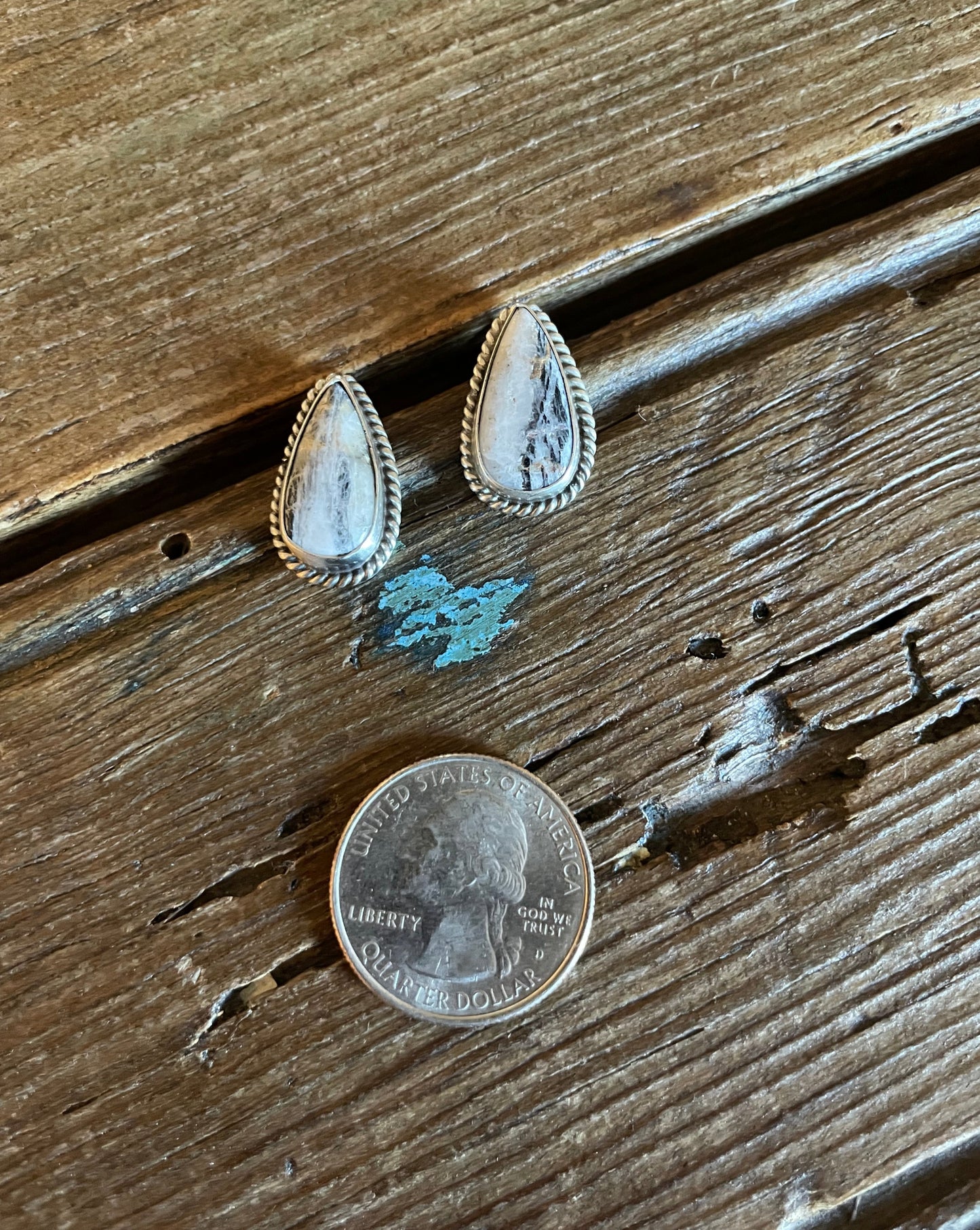 White Buffalo Teardrop Earrings