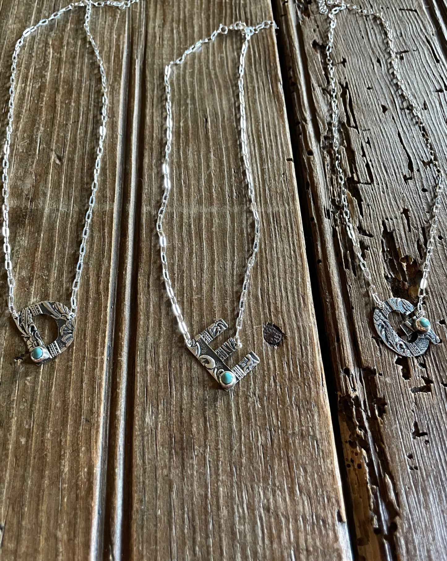 Tooled Sterling Silver Letter Necklaces