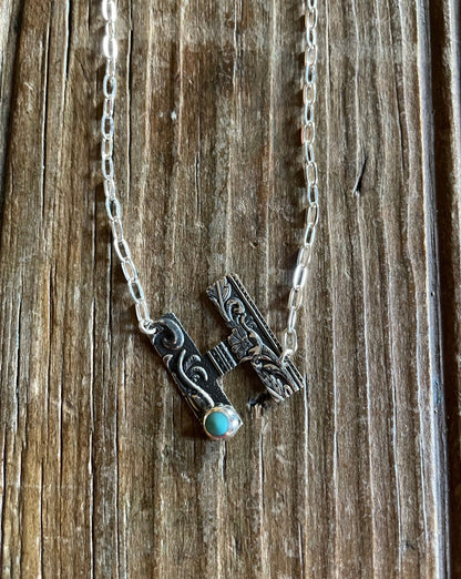 Tooled Sterling Silver Letter Necklaces - Wild Plains
