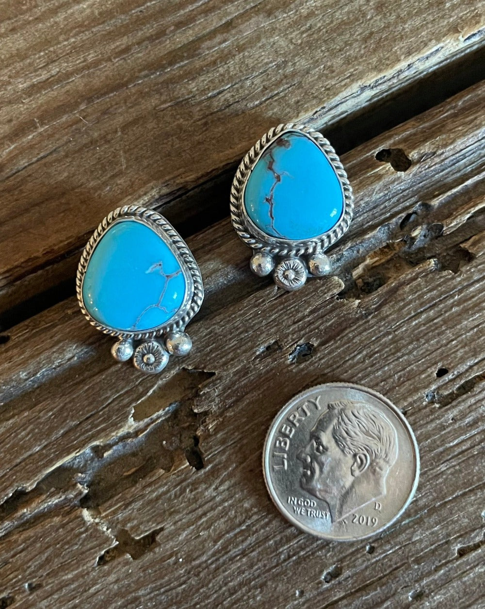 Marquise Crushed stones Post Earrings- Turquoise Studs – June And Simple