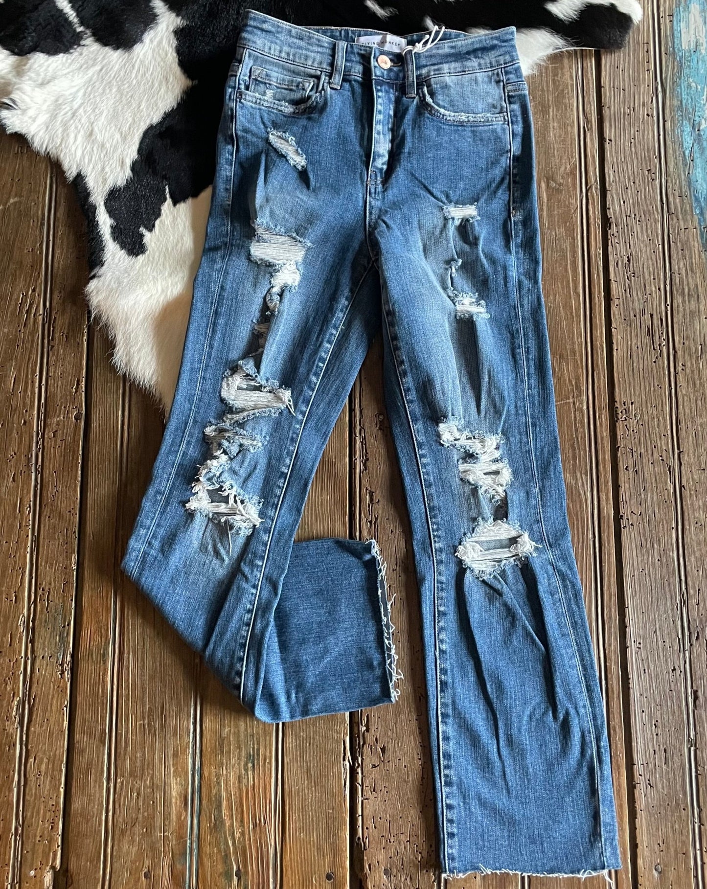 Kennedy Distressed High Rise Ankle Jean