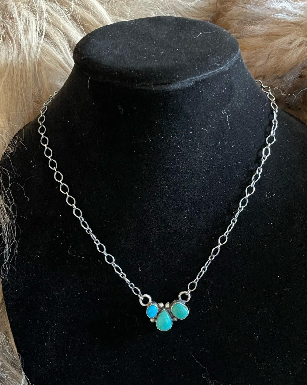 Three Stone Turquoise Necklace