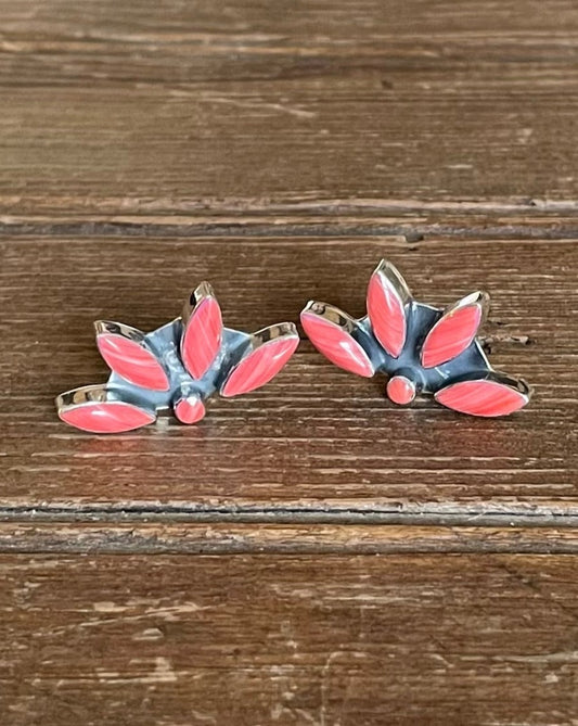 Pink Half Flower Earrings